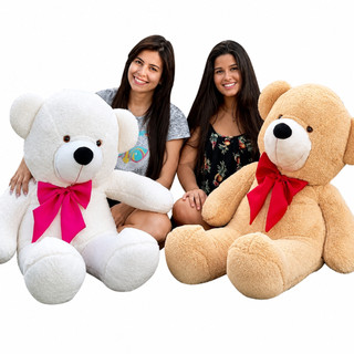 Urso de Pelúcia Gigante Com Laço Soft Antialérgico 1,10m e 90cm Ursinho Teddy Grande