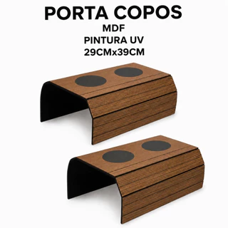 Esteira Porta Copos Braço de Sofá MDF Pintura UV 29x39cm Suporte Apoio Bandeja Flexível Articulada A