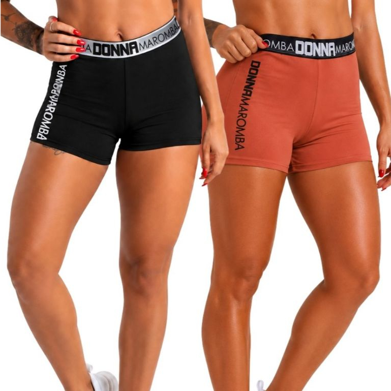 Kit 2 Short Feminino Fitness Bermuda legging Musculação Treino Academia Zero Transparência