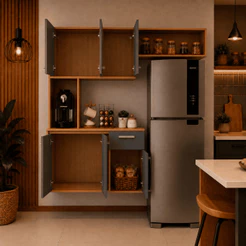 Balcão Armário Cozinha Vulcano Suspenso Aéreo Nicho Micro-ondas Organizador Multiuso Espaçoso Top