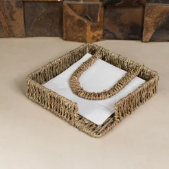 Porta Guardanapos de Sisal 20cm Wolff Natural para Mesa Posta e Decoração