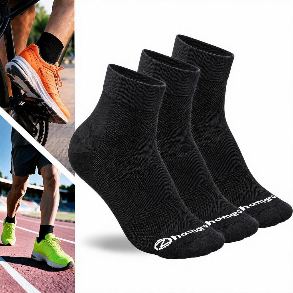 Kit 3 Pares Meias Poliamida Corrida Zhamaro Performance Cano Médio Dry Fit Meia Ciclismo Academia