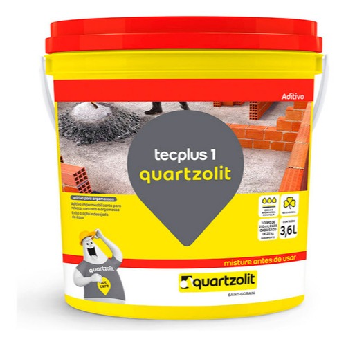 Tecplus 1 Quartzolit Aditivo Impermeabilizante 3,6l Vedacit Branca Leitosa Fosco
