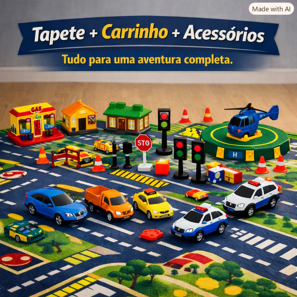 Conjunto Carrinho Infantil com Tapete de Brincadeira e Acessórios – Babyfirst