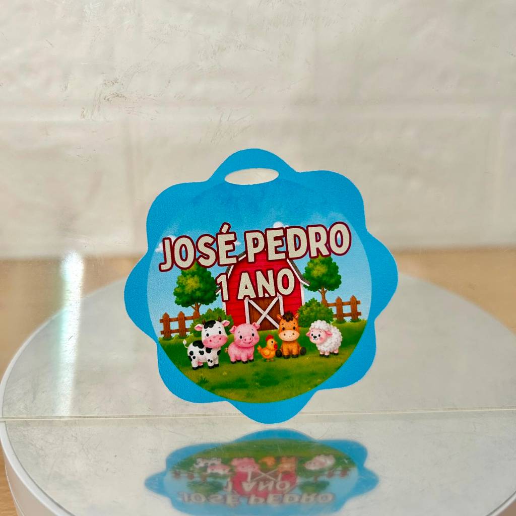 Lembrancinha Personalizada Tag com Furo Fazendinha Menino