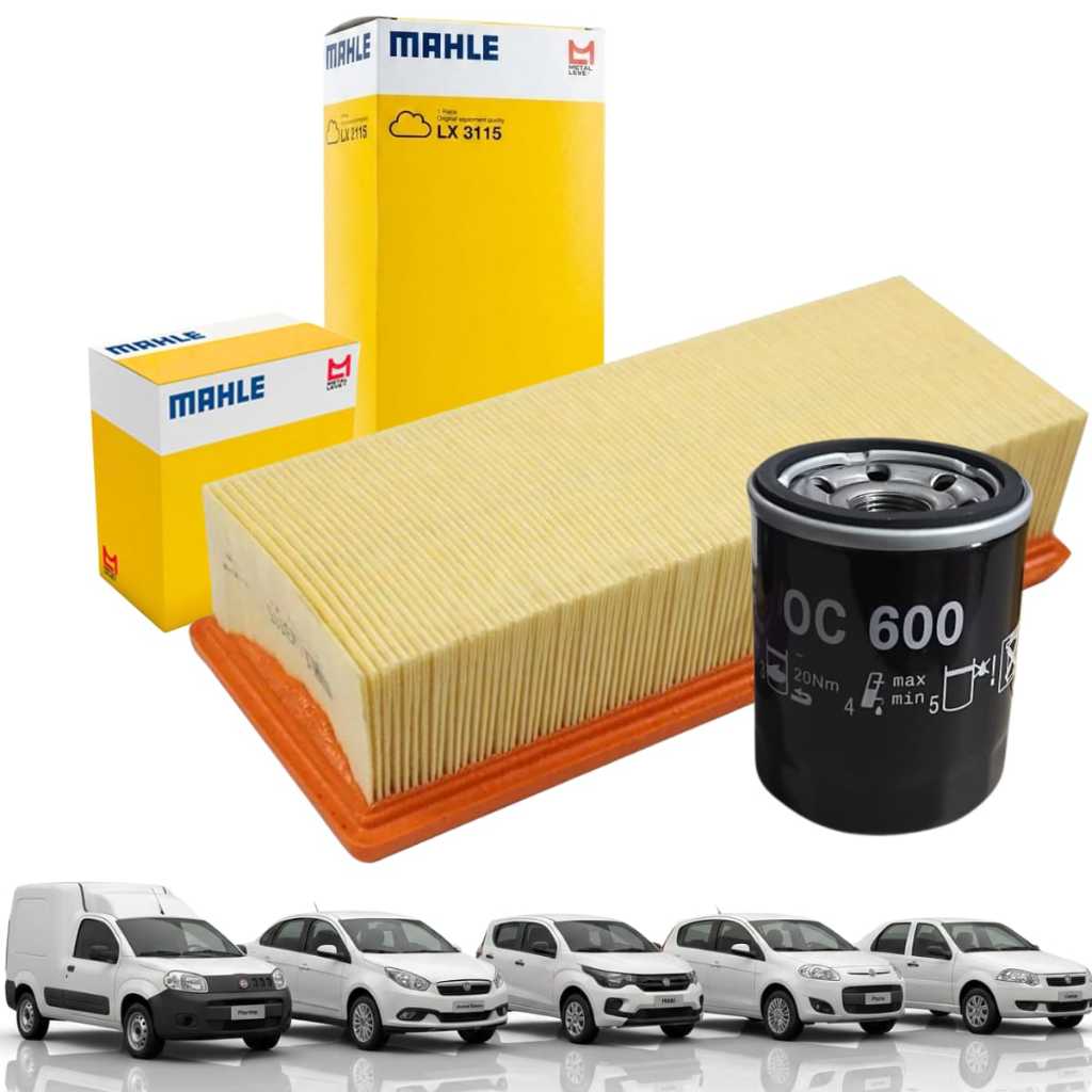 Kit troca Filtro Oleo e Ar Fiat Fire 1.0 1.4 Uno Way Punto Palio Fiorino Kit Original Mahle LX3115 + OC600