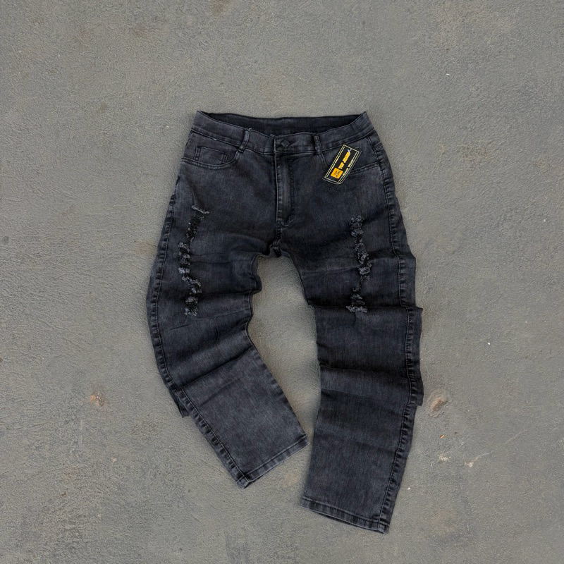 CALÇA MASCULINA JOGADOR ESTONADA CINZA ESCURO RASGADINHA JEANS ESTILOSA (ORIGINAL JEANS)