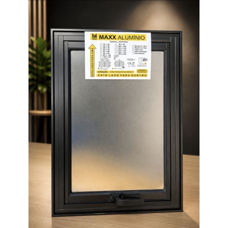 Janela para Banheiro 60x40 Alumínio Preto | Vitro Max Ar | Ventilação e Privacidade