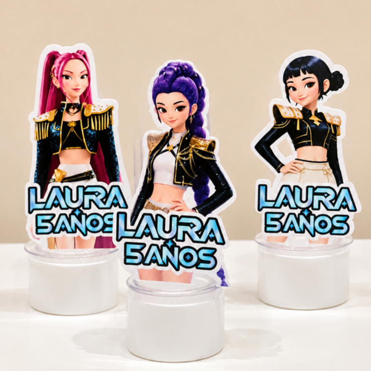 Apliques para Tubetes  - Guerreiras do Kpop Huntrix  | Lembrancinhas Personalizada Aniversário | Festa  | Todos os temas