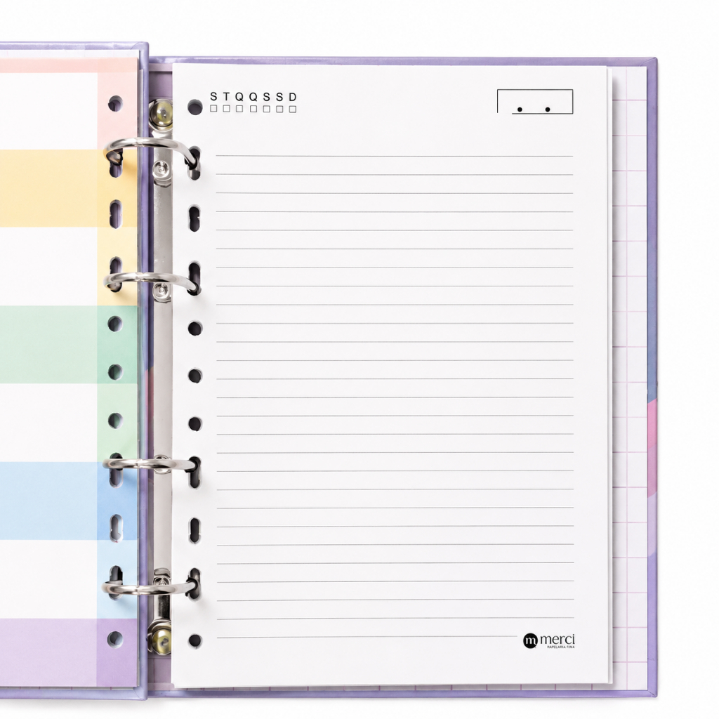Folhas de Refil para Caderno Argolado Colegial Fichário - 90 gramas - 80 folhas