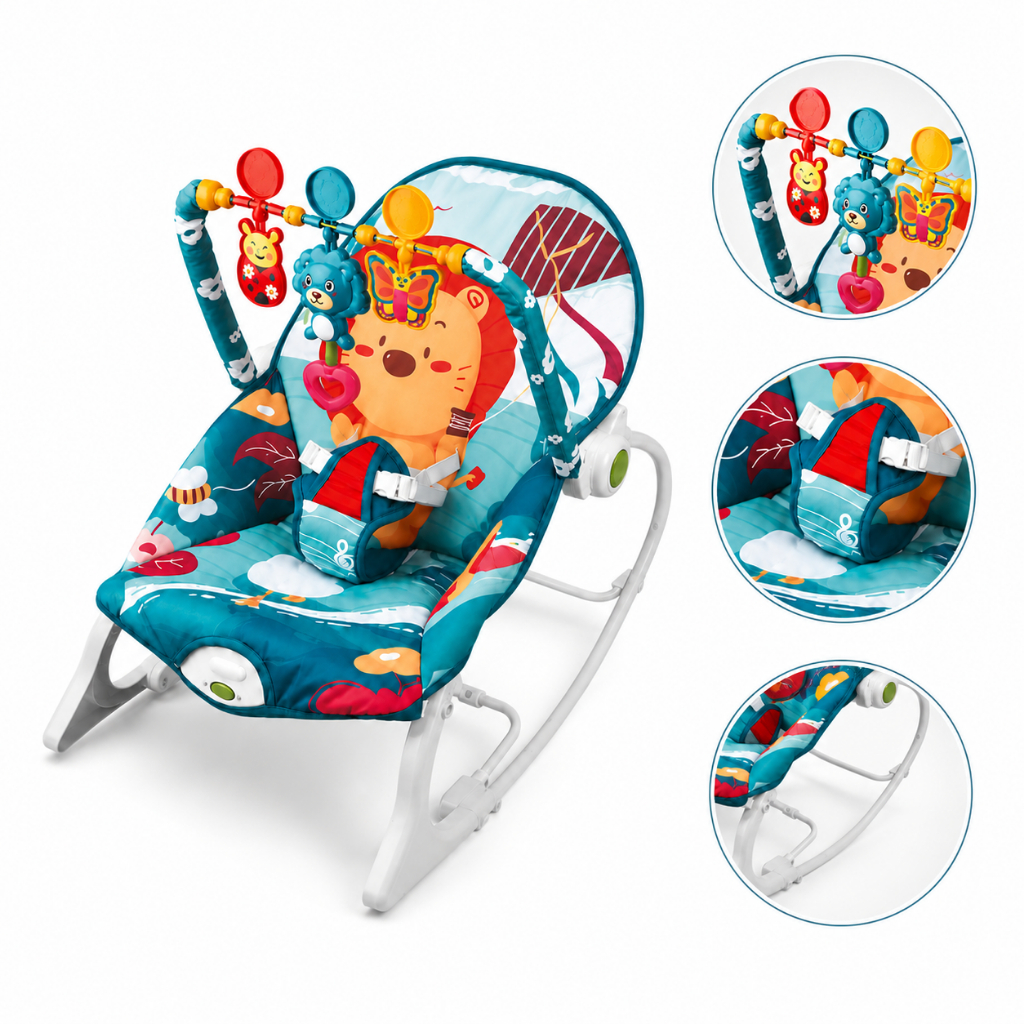 Cadeira de Balanço Infantil Zippy Toys Verde Musical com Vibração