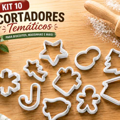 Kit 10 Cortadores Biscoitos NATALINOS CONFEITARIA Formas Diversas Festas Decorar