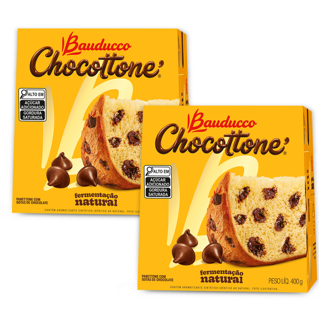 Kit 02 unidades Chocottone com Gotas de Chocolate 400g cada