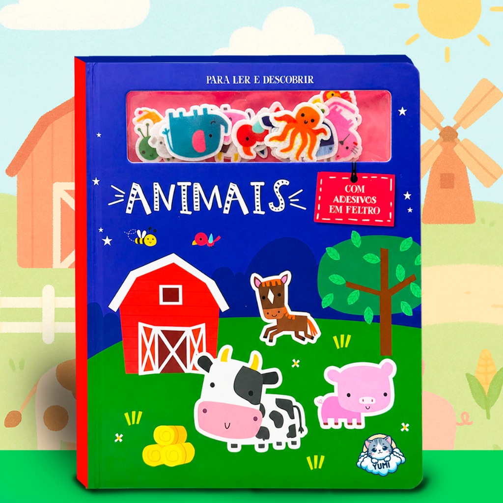 Livro Infantil Adesivos Reutilizáveis Em Feltro Cenários para Montar e Decorar Animais