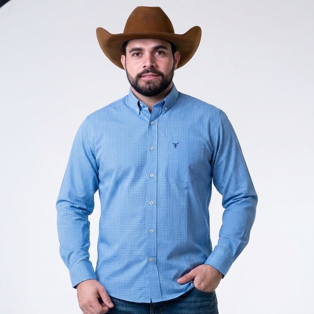 Camisa Masculina xadrez Texas Farm Premium • Manga Longa • Country Wear Estiloso