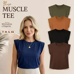 Blusa Feminina Muscle tee Viscolycra Elegante Casual Moda Verão Estilosa Moderna Algodão