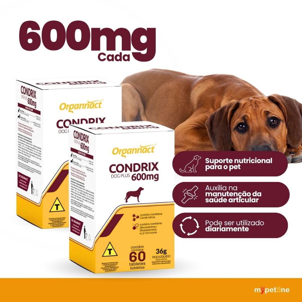 Kit 2 Condrix Dog Tabs Plus 600 Mg Com 60 Tabletes Organnact