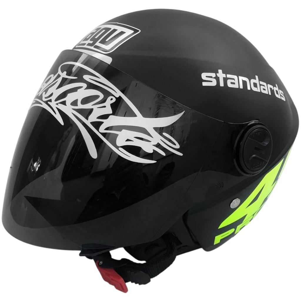 Capacete Liberty New 3 Preto Fosco Personalizado Adesivado Project 46 Vr Viseira Fumê Osascorte