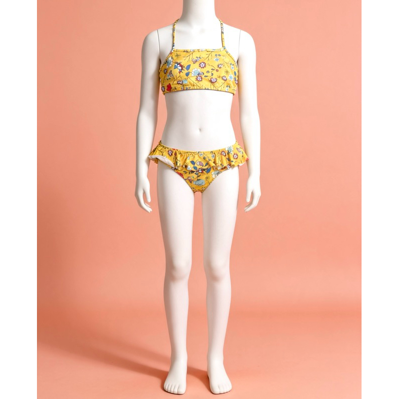 conjunto biquíni infantil feminino estampado amarelo tamanho 12 anos marca ever
