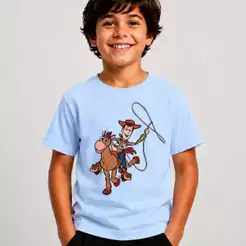 Camiseta Infantil Menino Estampa Cowboy Woody 100% Algodão Premium Gola Reforçada Confortável