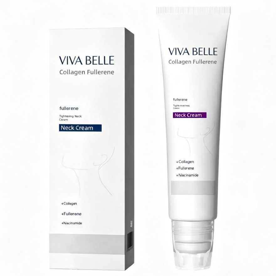 Viva Belle Creme Firmador Pescogo c/ 5 Rolos Colágeno Ácido Hialurônico e Vitamina E Reduz Rugas e Papada Alivia 50ml