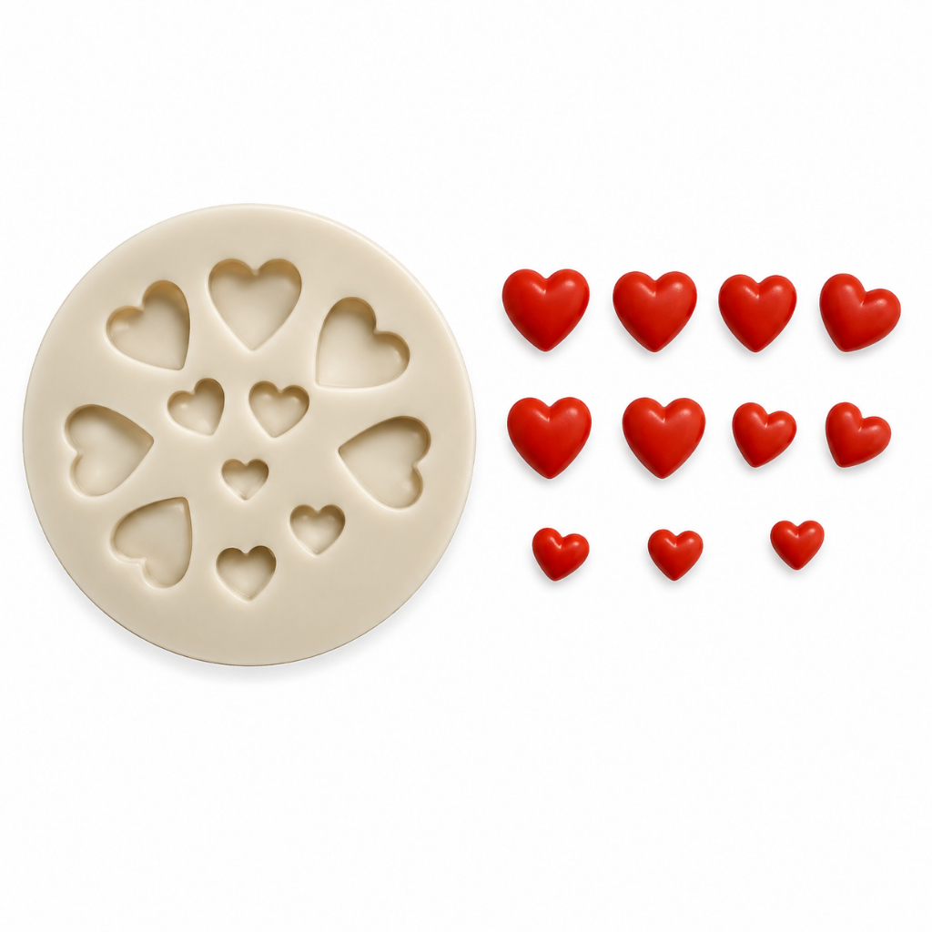 Molde de Silicone Mini Corações - Biscuit, Resina, Pastas e etc... (i 03)
