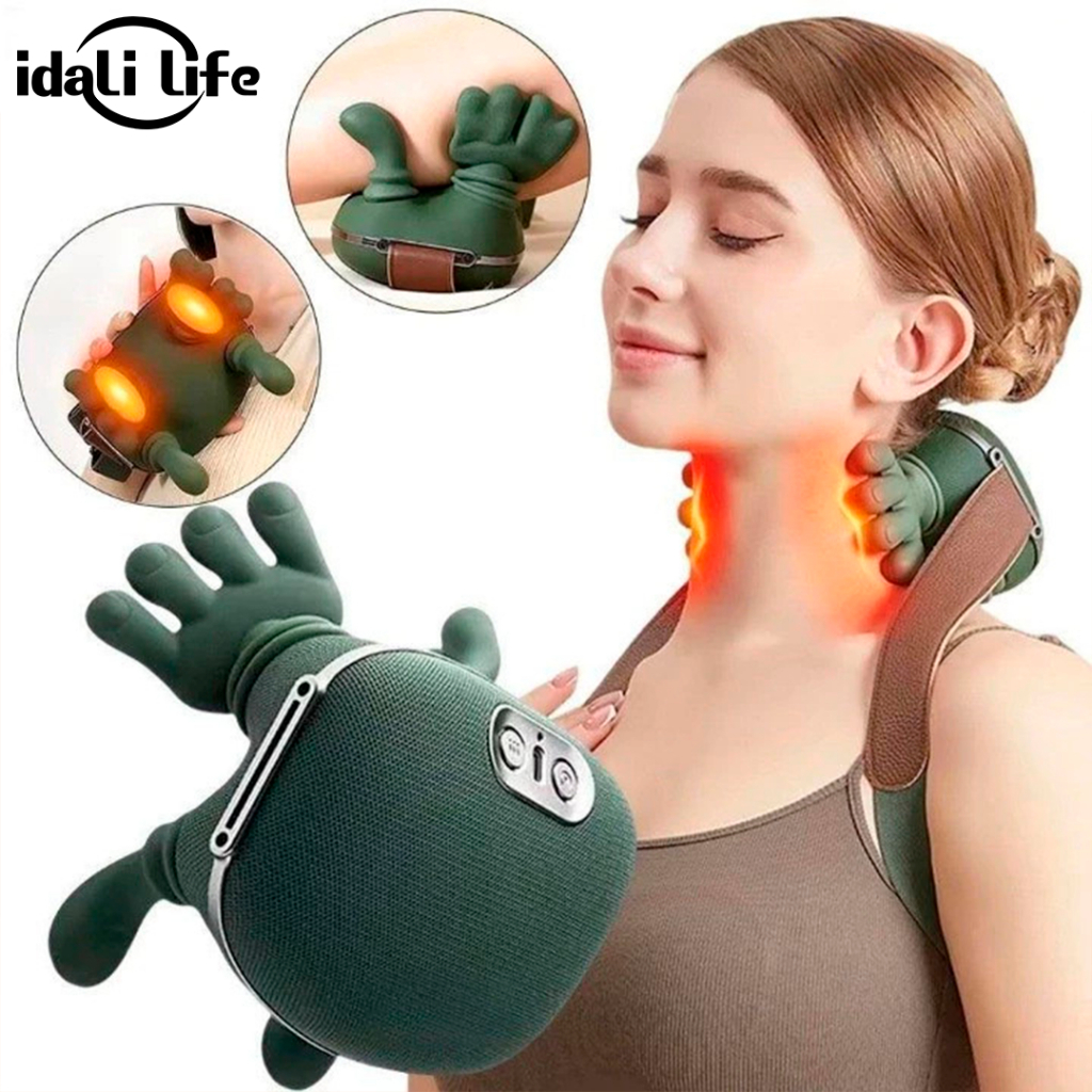 Massageador de Pescoço e Ombros 8 Pontos com Aquecimento Sem Fio IDALI LIFE