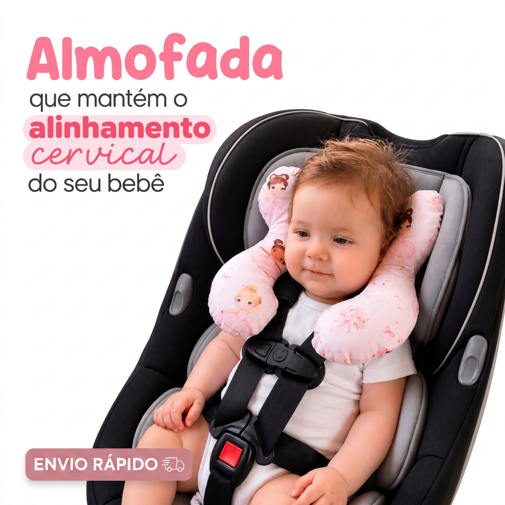 Imagem Almofada de Pescoço Bebê com Apoio de Cabeça para Cadeirinha bebe conforto