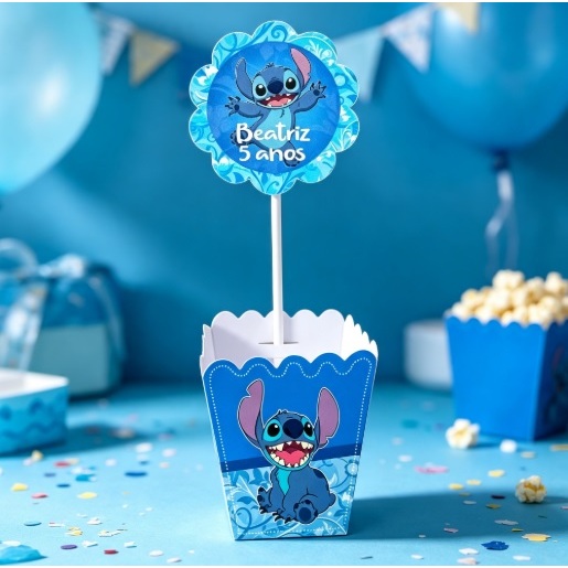 CENTRO DE MESA CACHEPO PEGUE MONTE PERSONALIZADO NOME IDADE STITCH MENINO MENINA  LEMBRANCINHA DECORAÇÃO