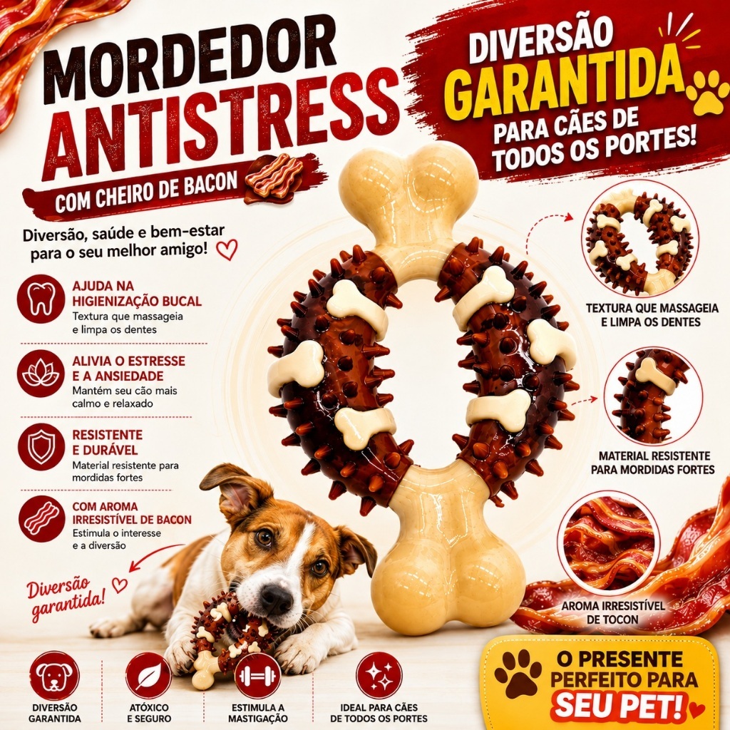 Mordedor Resistente Anti Stress Osso Flatter Oval Premium