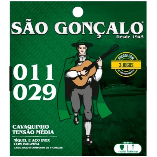 Encordoamento p/ cavaquinho -- Tensão Média Niquel -- Aço com bolinha -- São Gonçalo