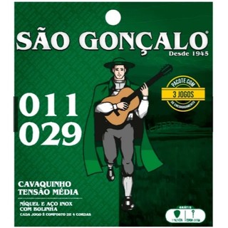 Encordoamento p/ cavaquinho -- Tensão Média Niquel -- Aço com bolinha -- São Gonçalo