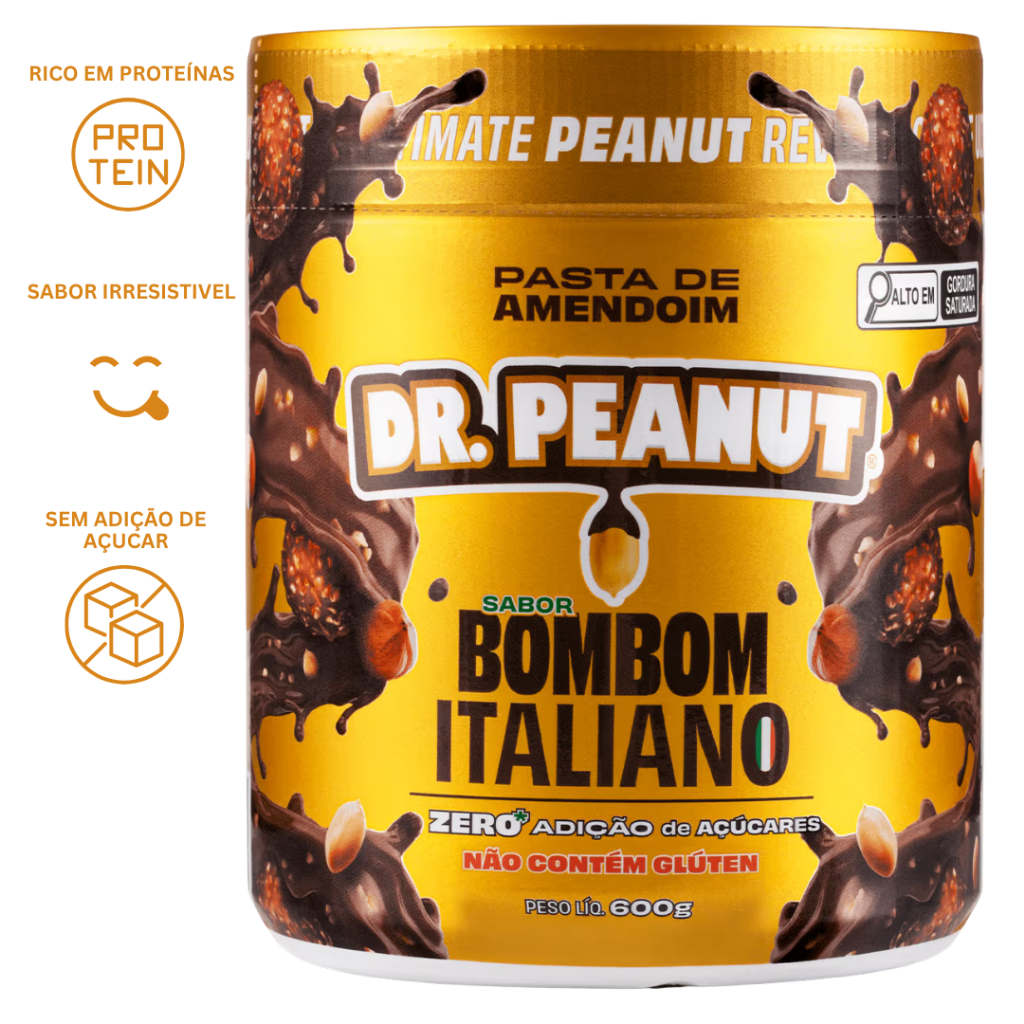 Pasta de Amendoim 600g Dr Peanut Sem Açúcar Sem Glúten Cremosa e Sabor Intenso