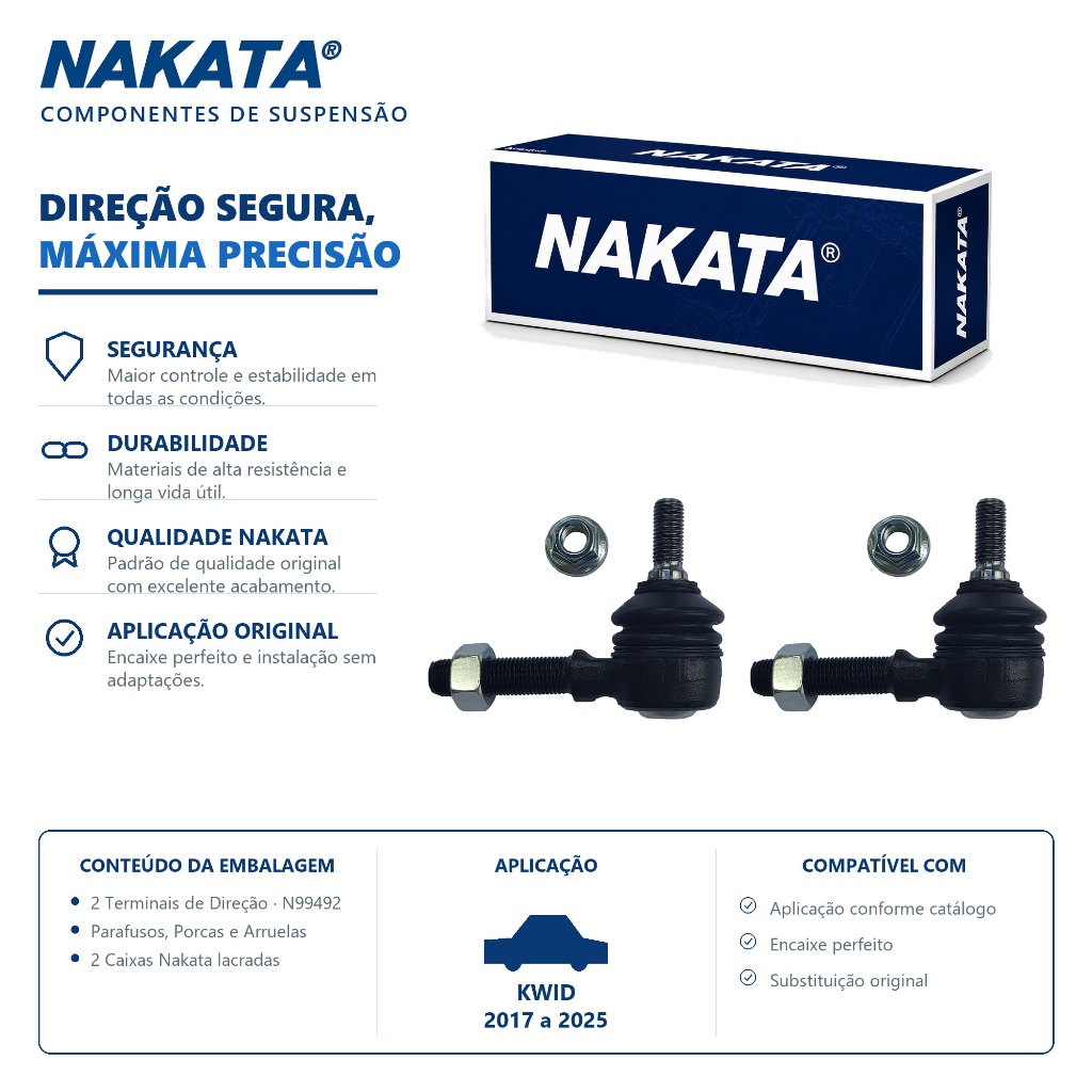 Par Terminal Direção Kwid 1.0 2017 Até 2025 Original Nakata