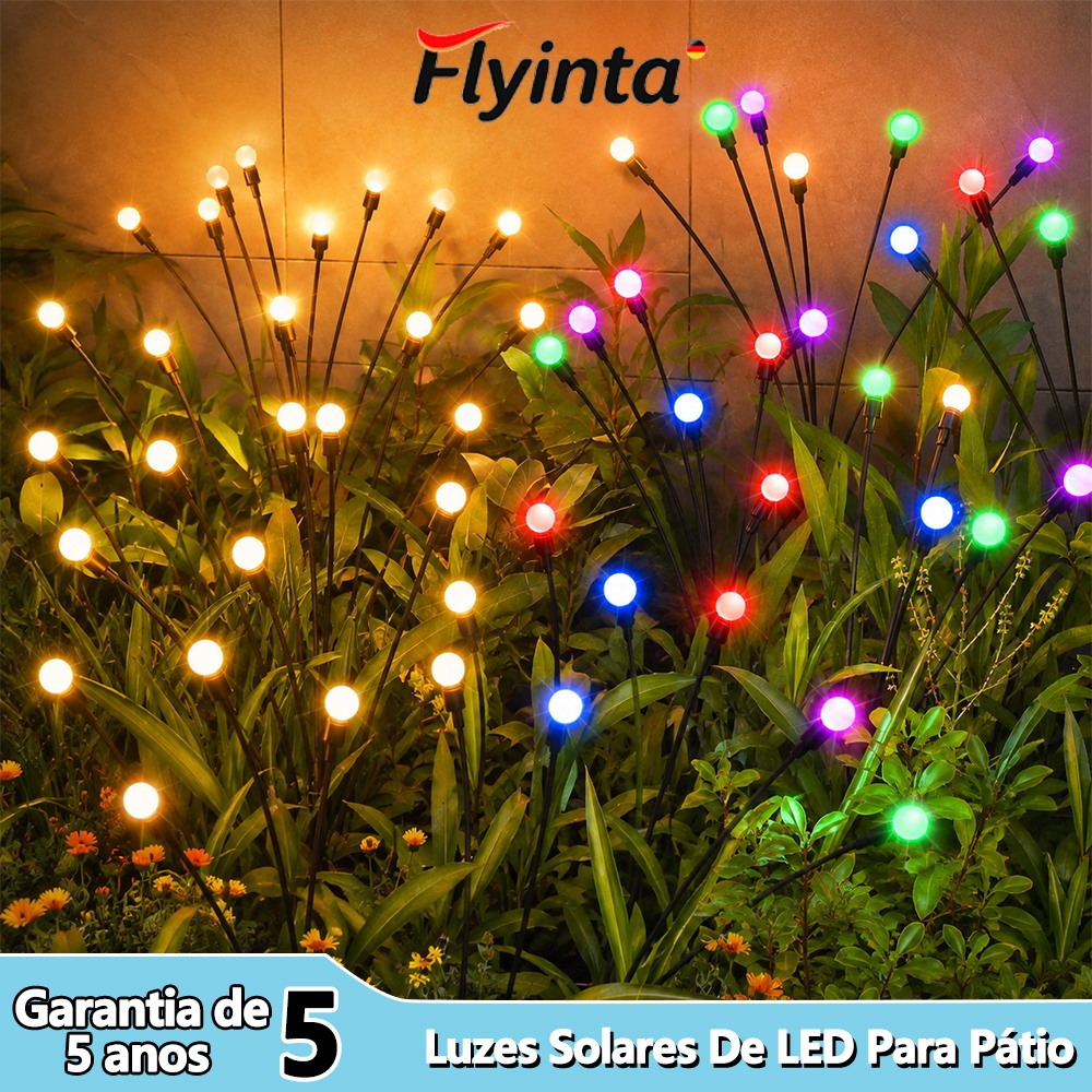Flyinta Luminárias Solares LED Vaga-Lume Para Jardim à Prova D’Água Com Luz Quente Ou Colorida