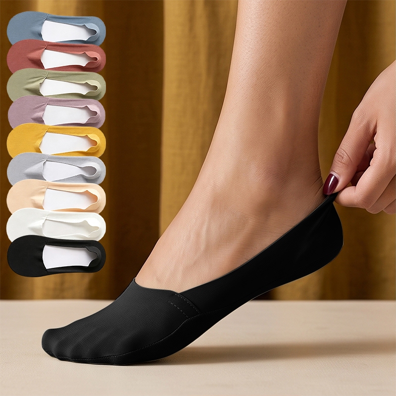 5/10/15 pares meia sapatilha invisível feminina, modelo fino de viscose para verão, bico baixo para pilates, cor preta