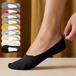5/10/15 pares meia sapatilha invisível feminina, modelo fino de viscose para verão, bico baixo para pilates, cor preta