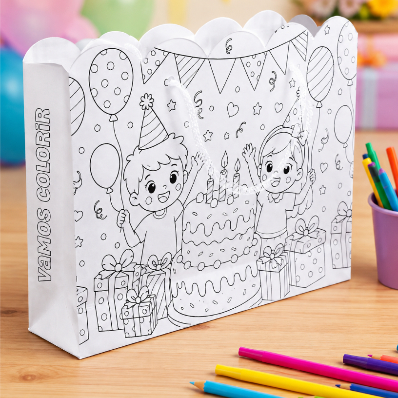 Sacolinha de Colorir  Para Lembrancinha de aniversário  e  Dia das Crianças