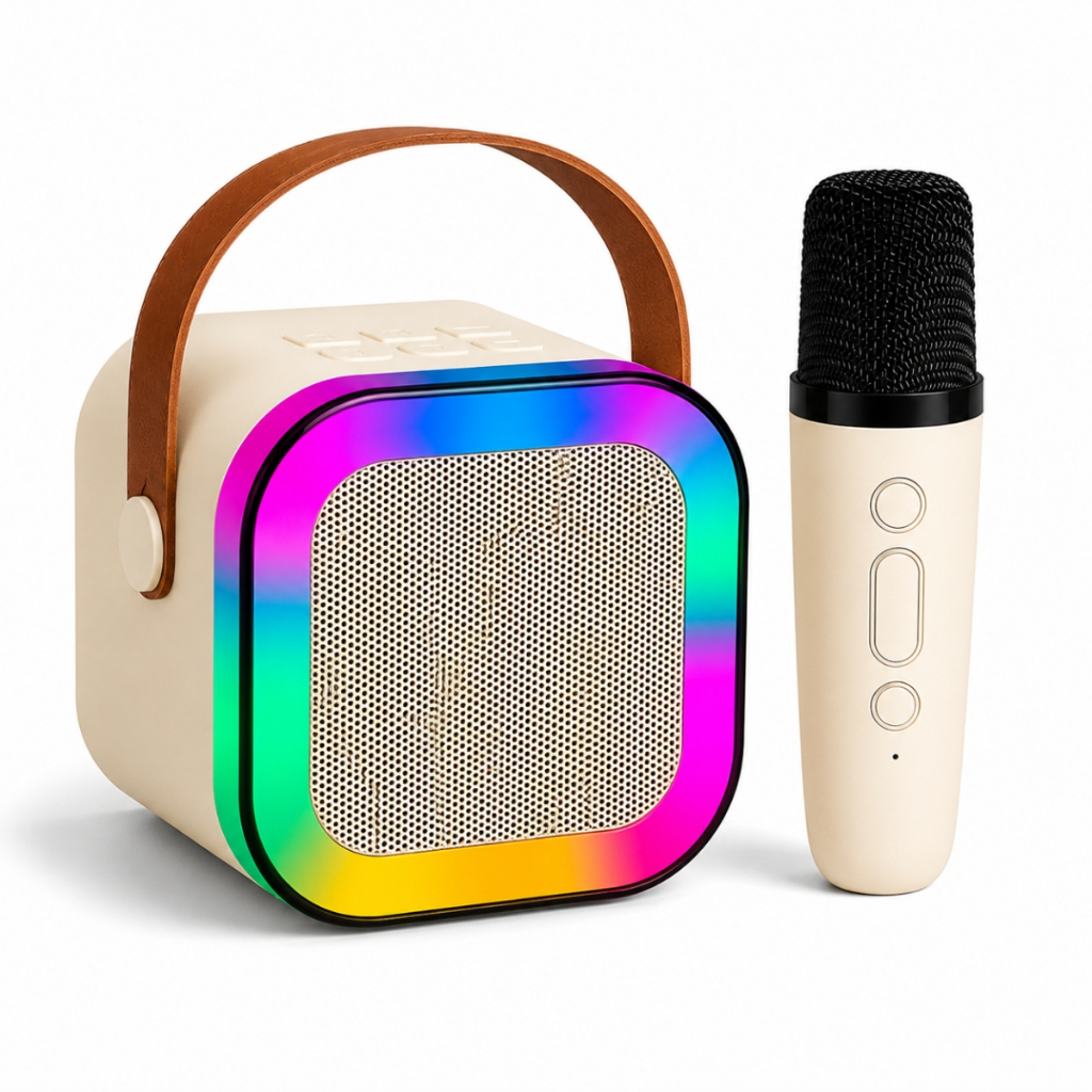 Caixa de Som Bluetooth Portátil 20W com Microfone Sem Fio RGB USB Cartão TF AUX Karaokê