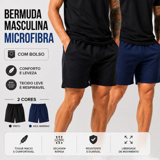 BERMUDA MASCULINA ADULTA MICROFIBRA COM  BOLSO 26570-A