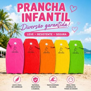 Prancha para Criança Infantil Bodyboard Praia Piscina 70cm com Cordão Pulseira Ajustável Diversão no Verão