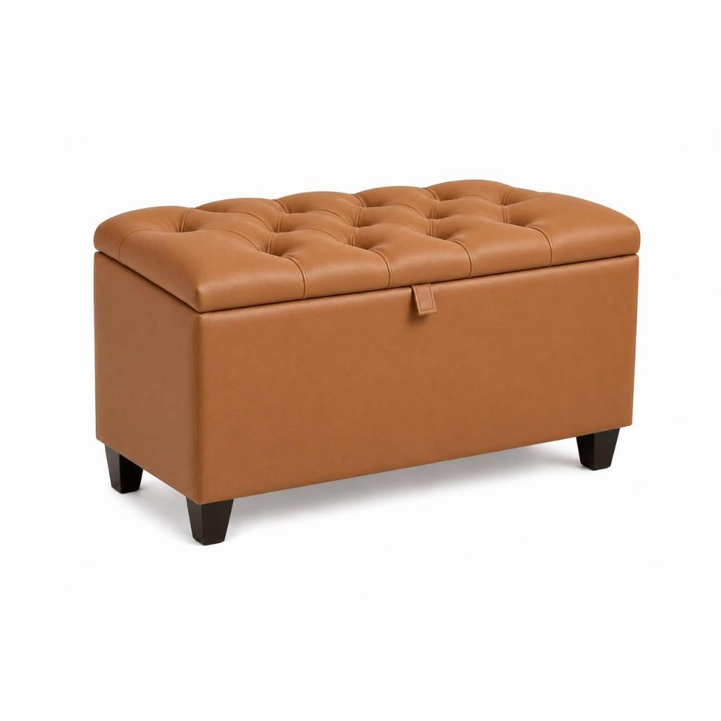 Puff Baú Captone Suede/Corino Pé de Cama Porta Objetos Brinquedos Sapatos Casa Decoração Promoção