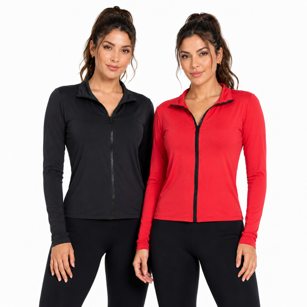 Kit 2 Blusa Casaco Corta Vento Casaquinho Feminino Treino Academia Ziper Proteção Solar Uv