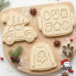 Cortador e marcador Natal para Biscoito - Carro Arvore - Biscoitos - Casaco