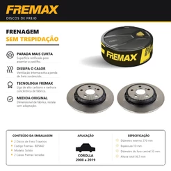 Par Disco de Freio Traseiro Corolla 2008 a 2019 Fremax