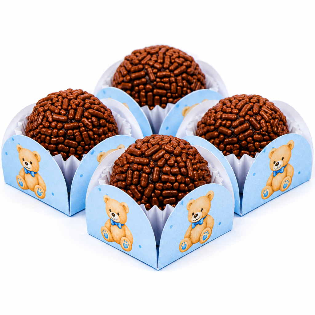 Forminha para Doces Ursinho bege Personalizada | Brigadeiro, Festa Infantil e Chá de Bebê