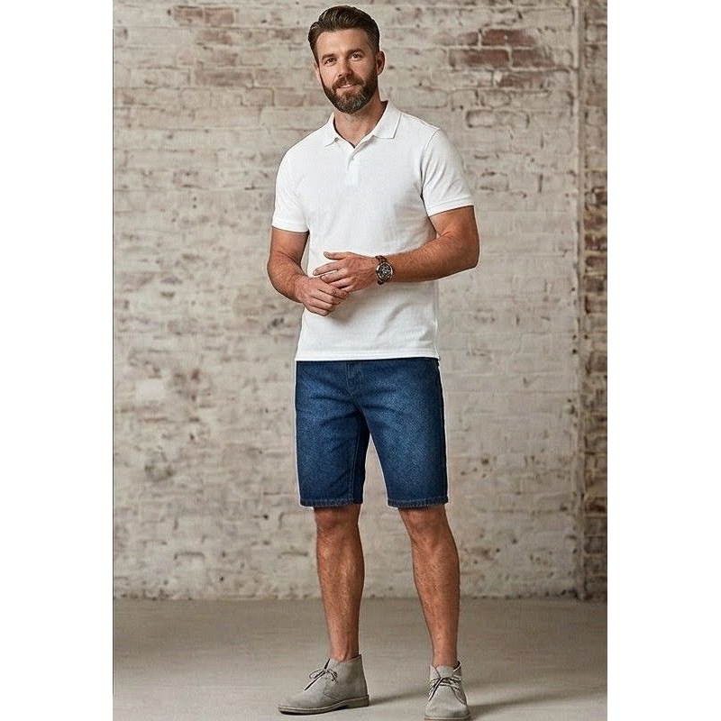 Bermuda Jeans Masculina Premium Com Elastano Confortável