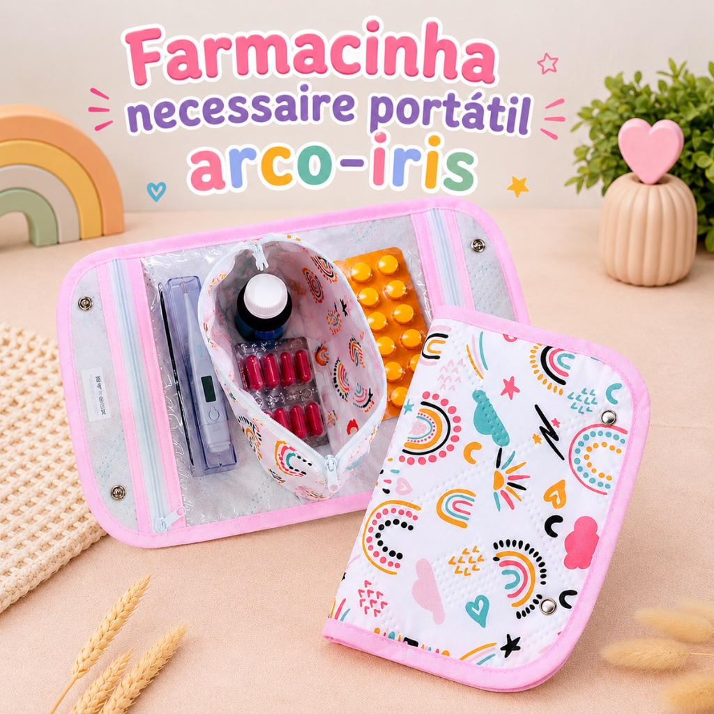 Farmacinha Necessaire Porta Remédios Portátil Para Bebê Menino Menina Acessórios Para Creche 02 Pcs