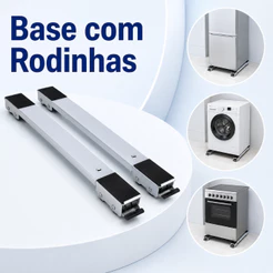 Par de Suporte Base Ajustável com Rodinhas para Geladeira Fogão Máquina de Lavar até 200 kg