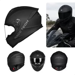 Capacete Race Tech Hit Monocolor Matte Black Preto Fosco Fechado